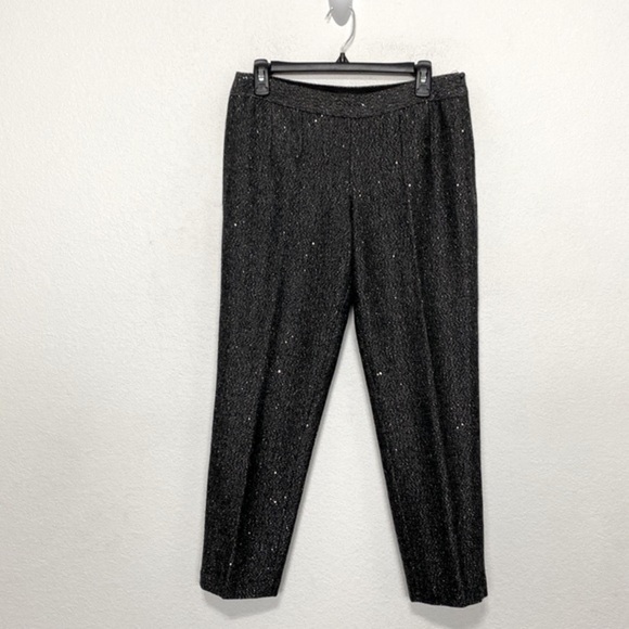 Talbots Wool Blend Black & Gray Tweed Sequin Trousers Size 6P - Picture 1 of 8